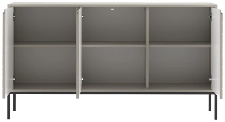 Komoda Aspen III 150 cm trzydrzwiowa z frezowanymi frontami do salonu cashmere/czarny
