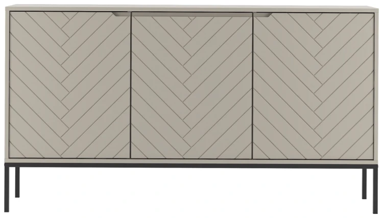 Komoda Aspen III 150 cm trzydrzwiowa z frezowanymi frontami do salonu cashmere/czarny