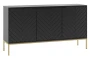 Komoda Aspen III 150 cm trzydrzwiowa z frezowanymi frontami do salonu czarny/złoty