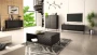 Komoda Aspen III 150 cm trzydrzwiowa z frezowanymi frontami do salonu czarny/czarny