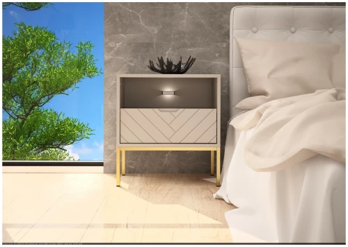 Szafka nocna Aspen IV 53 cm z szufladą i oświetleniem LED do sypialni cashmere/złoty