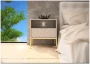 Szafka nocna Aspen IV 53 cm z szufladą i oświetleniem LED do sypialni cashmere/złoty