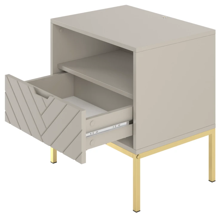 Szafka nocna Aspen IV 53 cm z szufladą i oświetleniem LED do sypialni cashmere/złoty