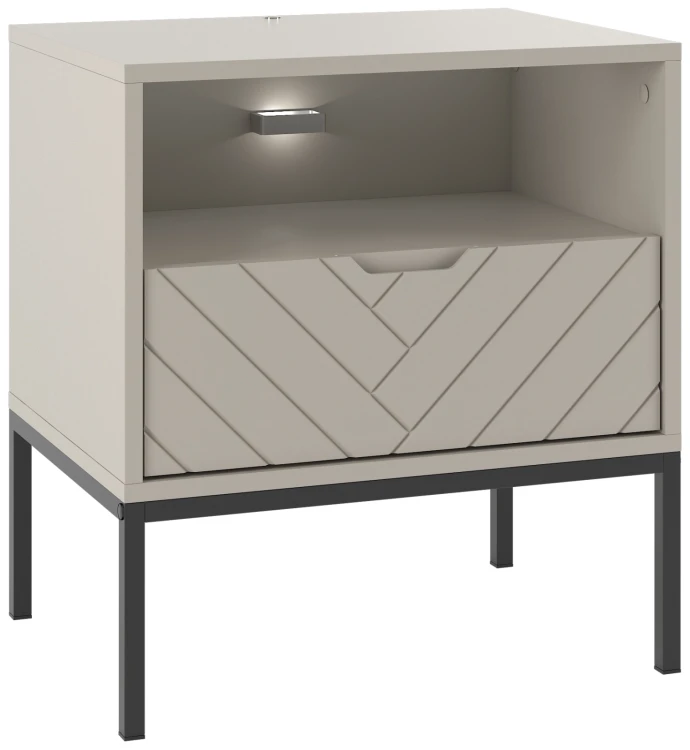 Szafka nocna Aspen IV 53 cm z szufladą i oświetleniem LED do sypialni cashmere/czarny