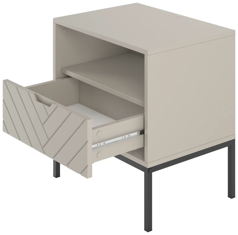 Szafka nocna Aspen IV 53 cm z szufladą i oświetleniem LED do sypialni cashmere/czarny