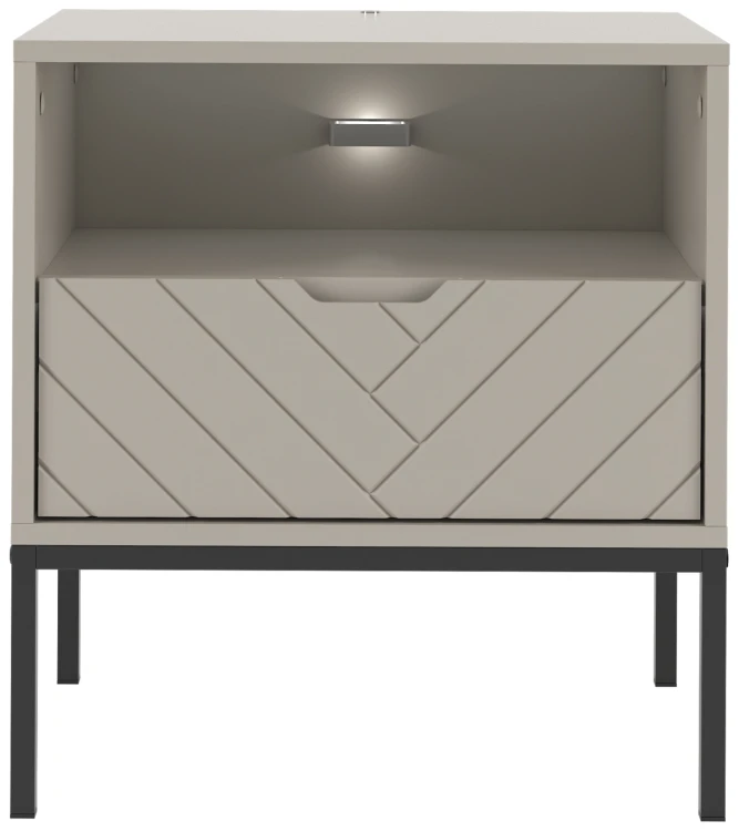 Szafka nocna Aspen IV 53 cm z szufladą i oświetleniem LED do sypialni cashmere/czarny