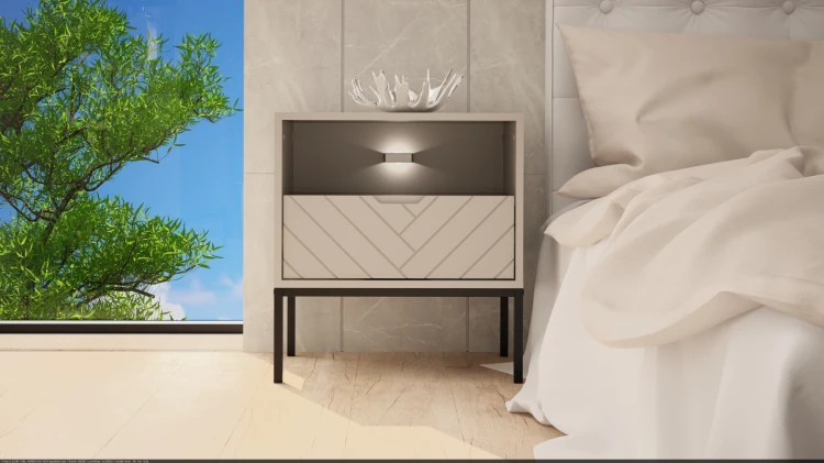 Szafka nocna Aspen IV 53 cm z szufladą i oświetleniem LED do sypialni cashmere/czarny