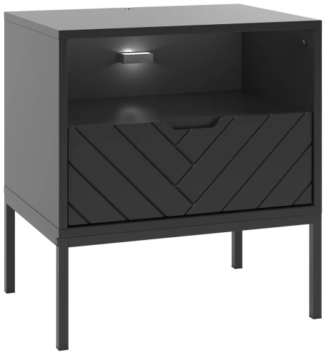 Szafka nocna Aspen IV 53 cm z szufladą i oświetleniem LED do sypialni czarna