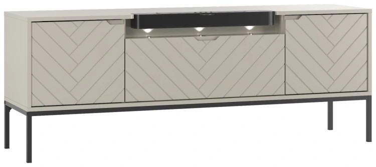 Szafka RTV Aspen VI 150 cm trzydrzwiowa z głośnikiem JBL do salonu cashmere/czarny