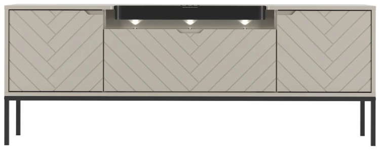 Szafka RTV Aspen VI 150 cm trzydrzwiowa z głośnikiem JBL do salonu cashmere/czarny