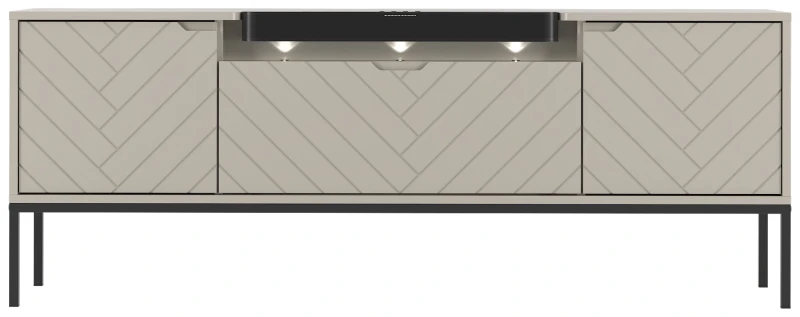 Szafka RTV Aspen VI 150 cm trzydrzwiowa z głośnikiem JBL do salonu cashmere/czarny