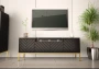 Szafka RTV Aspen VI 150 cm trzydrzwiowa z głośnikiem JBL do salonu czarny/złoty