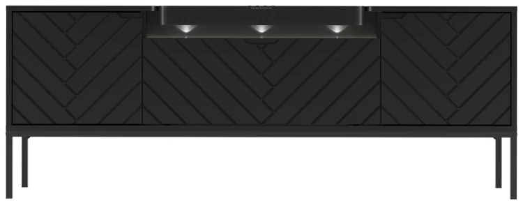 Szafka RTV Aspen VI 150 cm trzydrzwiowa z głośnikiem JBL do salonu czarny/czarny