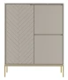 Komoda wysoka Aspen VII 102 cm trzydrzwiowa z frezowanym frontem do salonu cashmere/złoty