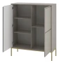 Komoda wysoka Aspen VII 102 cm trzydrzwiowa z frezowanym frontem do salonu cashmere/złoty