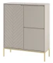 Komoda wysoka Aspen VII 102 cm trzydrzwiowa z frezowanym frontem do salonu cashmere/złoty