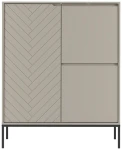 Komoda wysoka Aspen VII 102 cm trzydrzwiowa z frezowanym frontem do salonu kaszmirowa