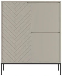 Komoda wysoka Aspen VII 102 cm trzydrzwiowa z frezowanym frontem do salonu kaszmirowa
