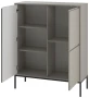 Komoda wysoka Aspen VII 102 cm trzydrzwiowa z frezowanym frontem do salonu cashmere/czarny