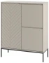 Komoda wysoka Aspen VII 102 cm trzydrzwiowa z frezowanym frontem do salonu cashmere/czarny