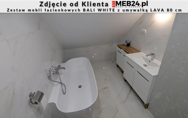 Zestaw mebli łazienkowych BALI WHITE z umywalką LAVA 80 cm - 3 elementy + Zestaw mebli łazienkowych BALI WHITE z umywalką LAVA 80 cm