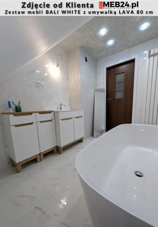 Zestaw mebli łazienkowych BALI WHITE z umywalką LAVA 80 cm - 3 elementy + Zestaw mebli łazienkowych BALI WHITE z umywalką LAVA 80 cm