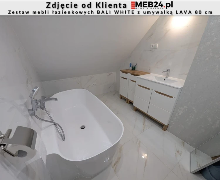 Zestaw mebli łazienkowych BALI WHITE z umywalką LAVA 80 cm - 3 elementy + Zestaw mebli łazienkowych BALI WHITE z umywalką LAVA 80 cm