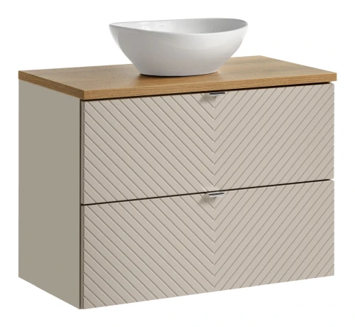 Zestaw mebli łazienkowych VIVA CASHMERE szafka 80 cm 2 szuflady z umywalką LOLA i blatem dąb 80 cm