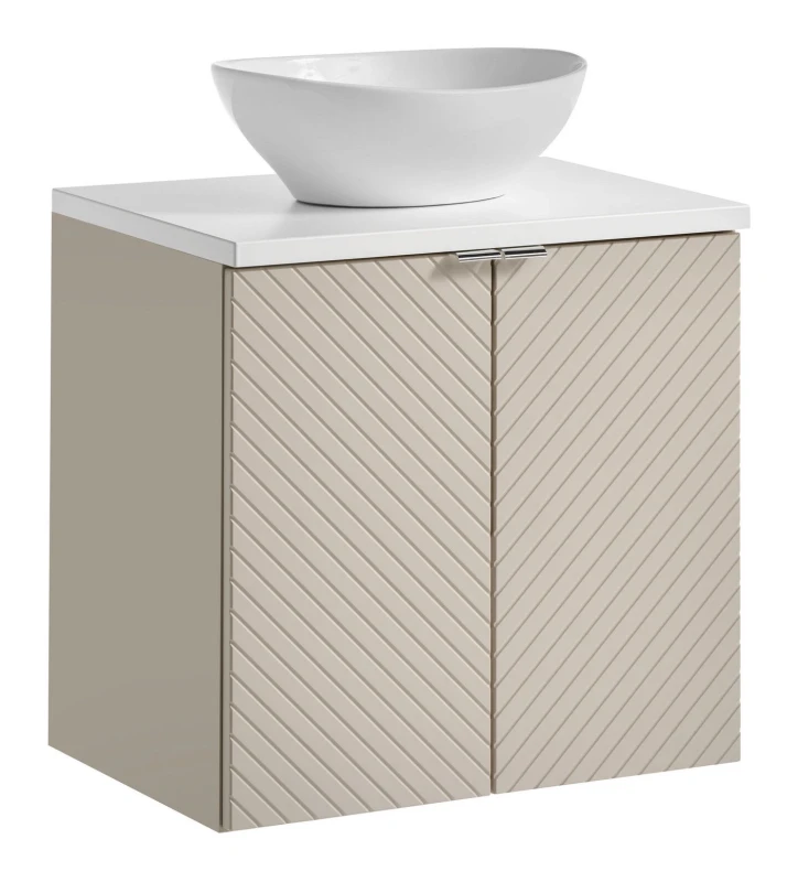 Zestaw mebli łazienkowych VIVA CASHMERE szafka 60 cm 2 drzwi z umywalką LOLA i białym blatem 60 cm