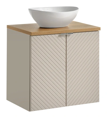 Zestaw mebli łazienkowych VIVA CASHMERE szafka 60 cm 2 drzwi z umywalką LOLA i blatem dąb 60 cm