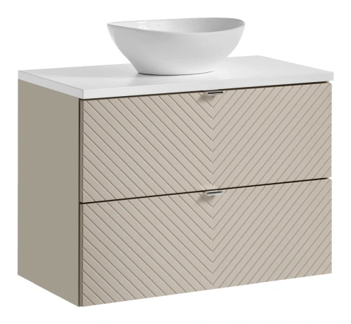 Zestaw mebli łazienkowych VIVA CASHMERE szafka 80 cm 2 szuflady z umywalką LOLA i białym blatem 80 cm