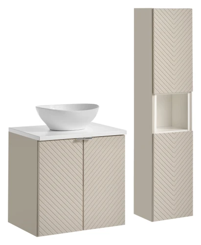 Zestaw mebli łazienkowych VIVA CASHMERE z umywalką LOLA i białym blatem 60 cm - 5 elementów