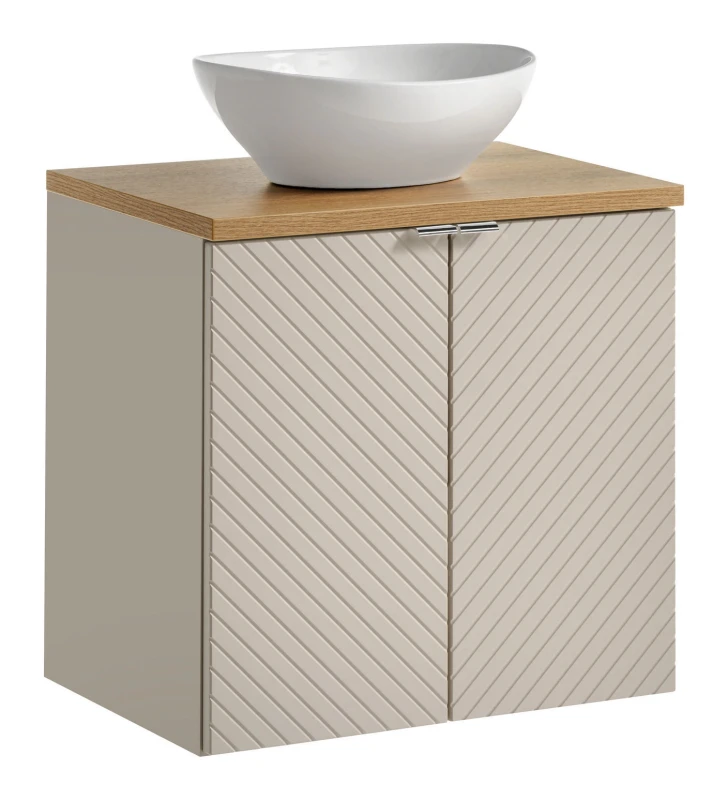 Zestaw mebli łazienkowych VIVA CASHMERE z umywalką LOLA i blatem dąb 60 cm - 5 elementów