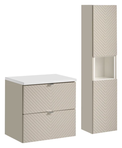 Zestaw mebli łazienkowych VIVA CASHMERE szafka 60 cm z blatem 60 cm i słupkiem - 4 elementy