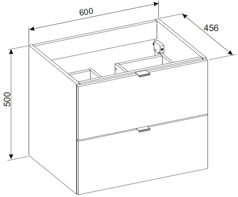 Szafka łazienkowa pod umywalkę 60 cm DALIA CASHMERE 2 szuflady - wymiary