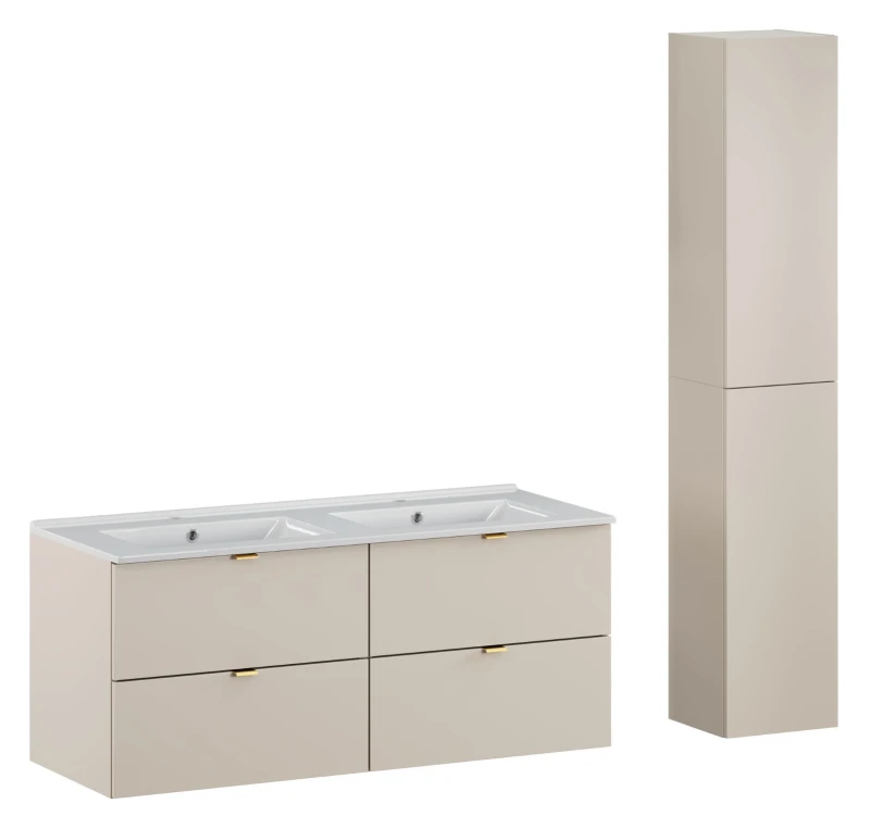 Zestaw mebli łazienkowych DALIA CASHMERE 120 cm z umywalką LAVA i słupkiem - 5 elementów