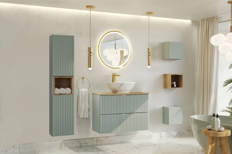 Zestaw mebli łazienkowych LINE REED GREEN - aranżacja