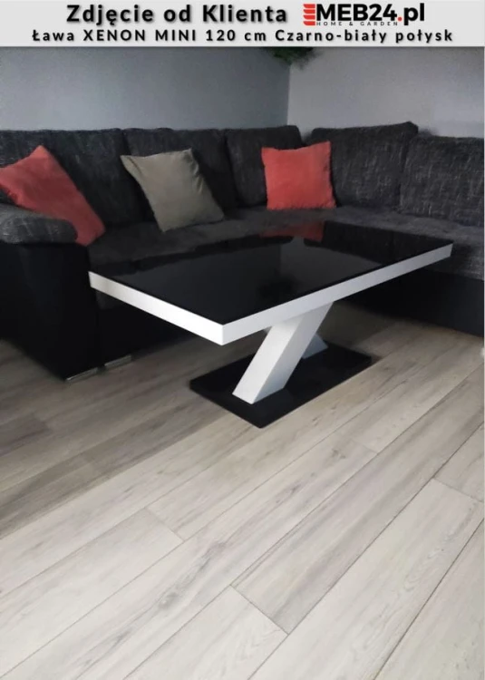 Ława XENON MINI 120 cm Czarno-biały połysk - zdjęcie od klienta