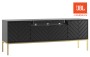 Szafka RTV Aspen VI 150 cm trzydrzwiowa z głośnikiem JBL do salonu kaszmirowa czarna