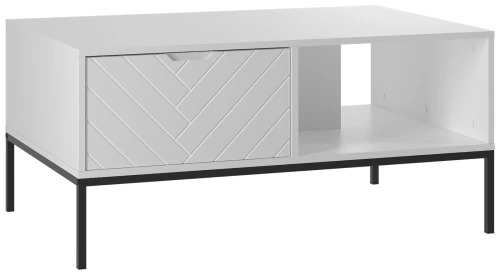 Stolik kawowy Aspen V 104 cm ława dwudrzwiowa metalowe nóżki do salonu biała