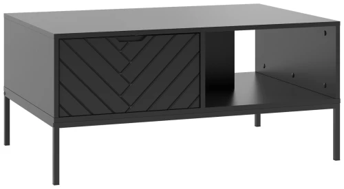 Stolik kawowy Aspen V 104 cm ława dwudrzwiowa metalowe nóżki do salonu  kaszmirowa czarna