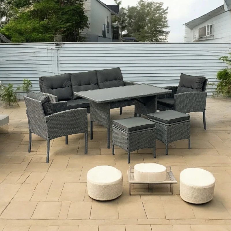 Zestaw mebli ogrodowych z technorattanu Puerto Szary