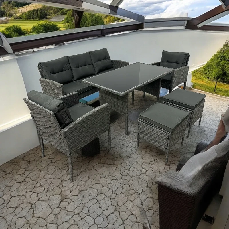 Zestaw mebli ogrodowych z technorattanu Puerto Szary