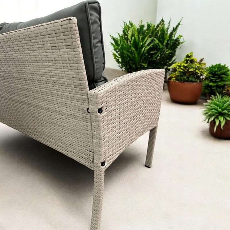 Zestaw mebli ogrodowych z technorattanu Puerto Jasny Beż