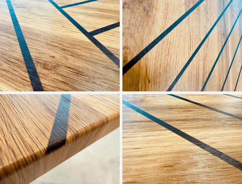 Swith Lamel - zbliżenie na nadruk z czarnych pasków (naklejka)