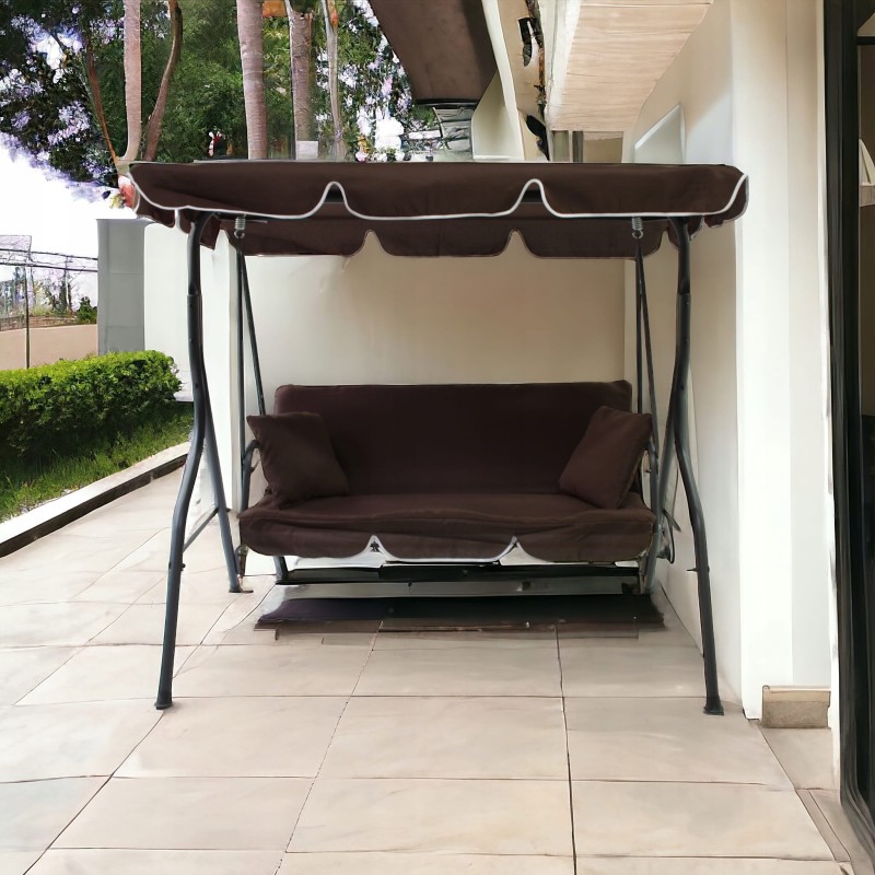 Huśtawka ogrodowa wolnostojąca Nrico 3 osobowa Brąz