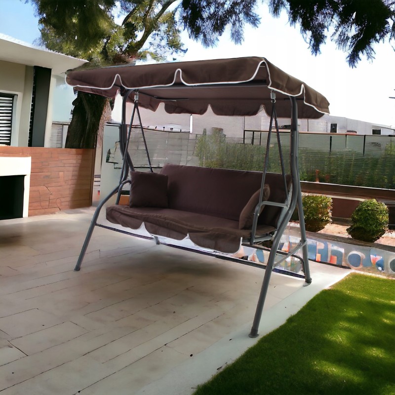 Huśtawka ogrodowa wolnostojąca Nrico 3 osobowa Brąz