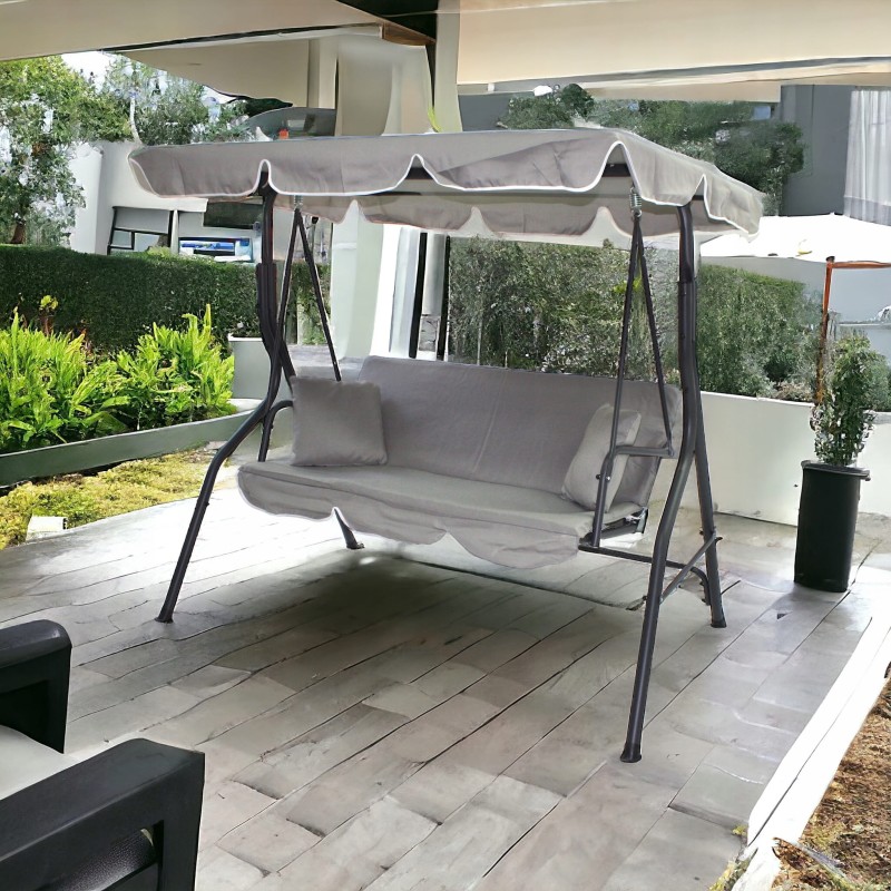 Huśtawka ogrodowa wolnostojąca Nrico 3 osobowa Jasny Szary