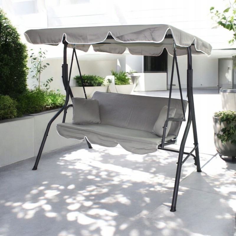 Huśtawka ogrodowa wolnostojąca Nrico 3 osobowa Jasny Szary