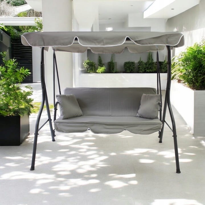 Huśtawka ogrodowa wolnostojąca Nrico 3 osobowa Jasny Szary